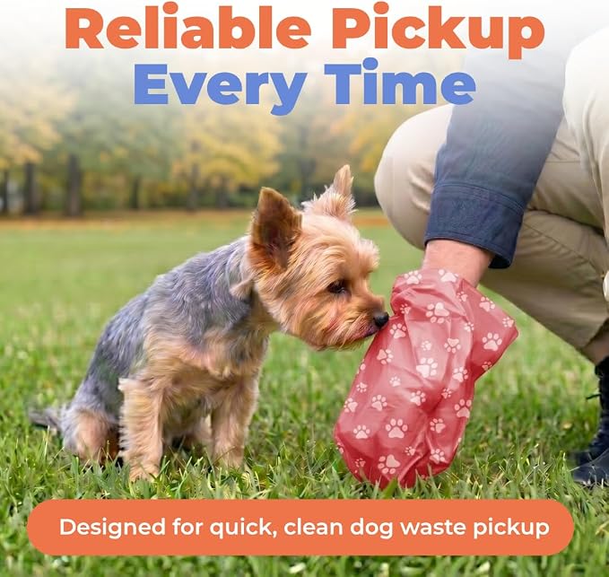 Best Pet Supplies Dog Poop Bags for Waste Refuse Cleanup, Doggy Roll Replacements for Outdoor Puppy Walking and Travel, Leak Proof and Tear Resistant, Thick Plastic - Red, 150 Bags