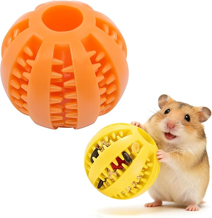 Natural Hamster Chew Toys,Hamster Foraging Ball Educational Toy,Slow Feeder Rat Enrichment Toy for Dwarf Hamsters,Syrian Hamsters,Guinea Pigs,Hamster Ball（2PCS）