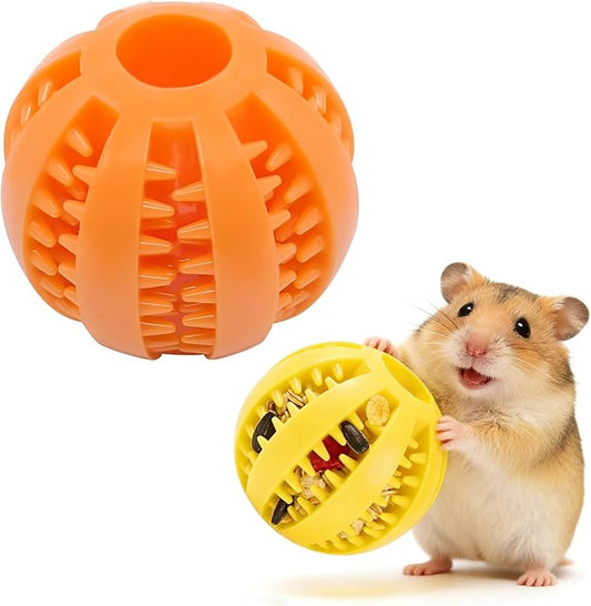 Natural Hamster Chew Toys,Hamster Foraging Ball Educational Toy,Slow Feeder Rat Enrichment Toy for Dwarf Hamsters,Syrian Hamsters,Guinea Pigs,Hamster Ball（2PCS）