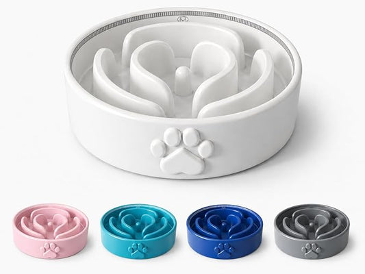 Slow Feeder Dog Bowls – 1.5-Cup Ceramic Dog Bowl Slow Feeder – Microwaveable Dog Slow Feeder for Small and Medium Dogs – Lead and BPA-Free Ceramic Pet Bowl – Pet Feeder for Fast Eaters