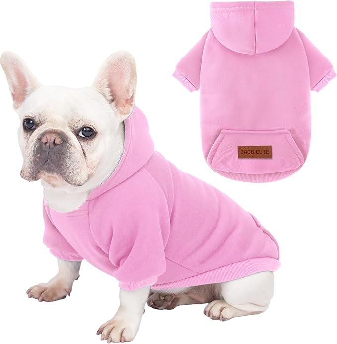 2 Pack Dog Hoodie Warm Hood Dog Sweater Cold Weather Small Dogs Sweatshirt Comfort Pet Clothes for Small Medium Dogs with Pockets (Pink, XL (Back: 16.5",Chest: 21.6", 12.8-17lbs))