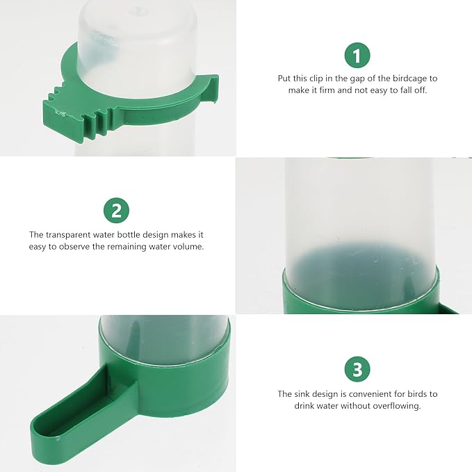 UKCOCO 10pcs Birds Water Dispenser: Automatic Plastic Bird Water Feeder for Parrots, Pigeon, Budgies, Lovebirds, Green