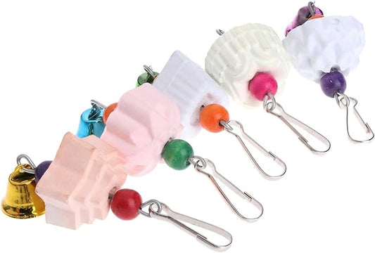 1PC Premium Bird Beak Grinding Stone & Calcium Block Chew Toys with Bell for Parakeets, Cockatiels, Conures, Budgies - Natural Mineral Teeth Trimmer for Small Birds & Rodents
