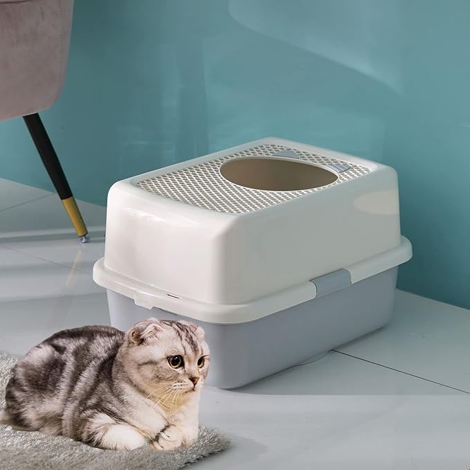 Smart Paws Covered Litter Box for Cats – Enclosed Design with Odor Control, No Mess, Easy Clean, Large Size for Multiple Cats