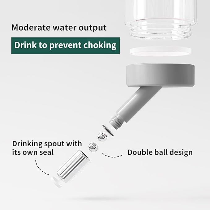Marchul Hamster Water Bottle for Glass Tank, No Drip Guinea Pig Water Bottle with Stand/Holder Adjustable, Leak-Proof Small Animal Water Bottles for Hamsters (4oz, White)