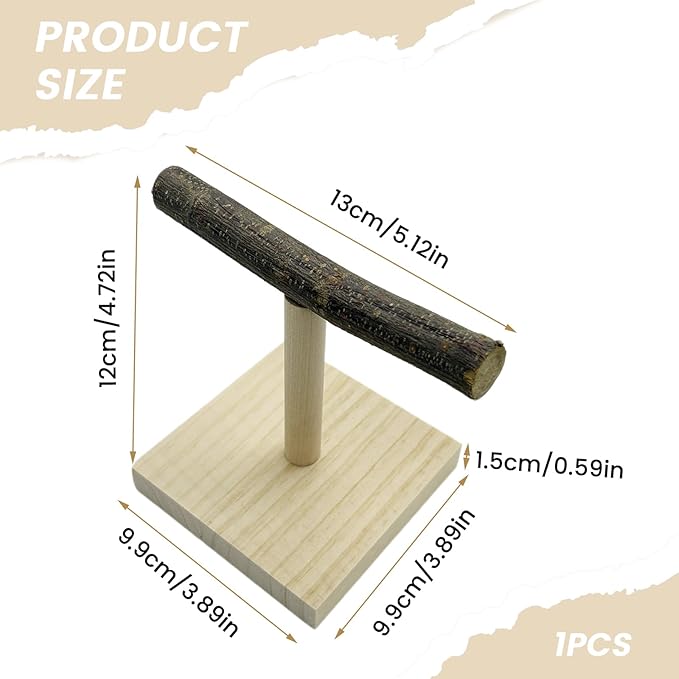 Portable Tabletop Bird Perch, Parrot Training Stand, Natural Wood Bird Play Stands for Parakeets Conures Finches Lovebirds or Cockatiels