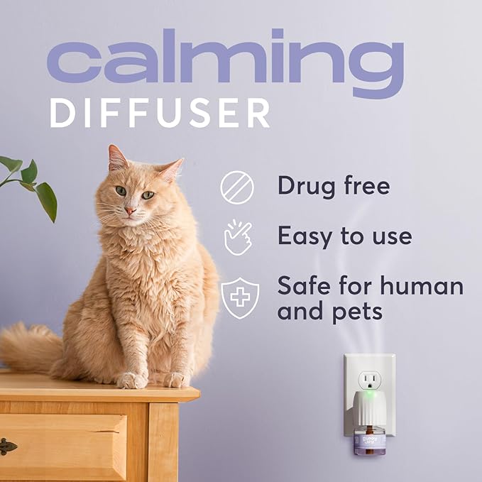 Cat Calming Diffuser Refills – Long-Lasting 30-Day Formula, Cat Pheromones Calming Diffuser for Stress Relief, Relaxation, and Anxiety Reduction, Easy to Use – (3 Diffusers + 3 Refills)