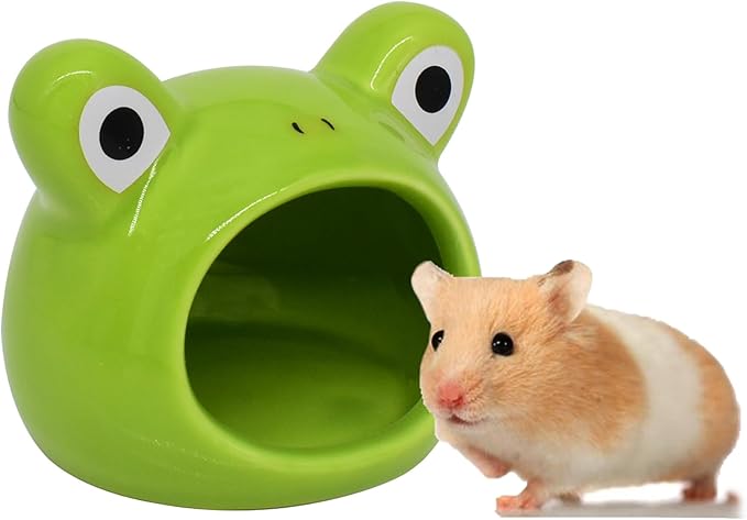 Hamster Hideout Ceramic, Hamster House and Habitats Cool Bed Ideal for All Season Dwarf Gerbil Mice Golden Bear