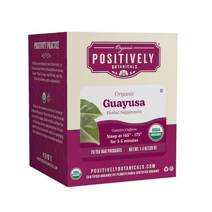 Organic Positively Botanicals Company, Guayusa Herbal Tea Bags, 20 Count