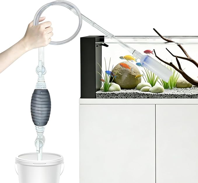 Promising Aquarium Siphon Vacuum Cleaner, Fish Tank Water Changer & Gravel Sand Cleaner | Manual Pump with Replaceable Brush Head and Adjustable Rods for Aquariums, Fish Tanks and Turtle Tank Cleaning