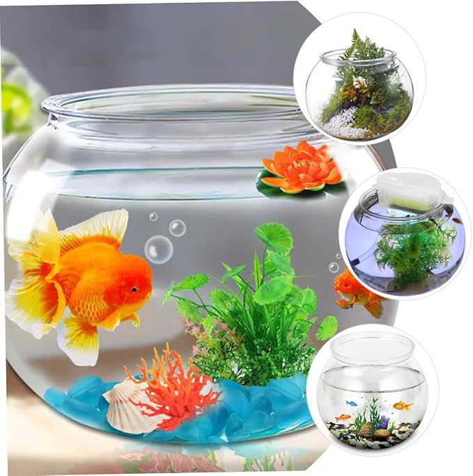 DOITOOL Round Fish Bowl for Betta Fish 3 Gallon Inexpensive Plastic Tank Portable Desktop Aquarium for Home Office