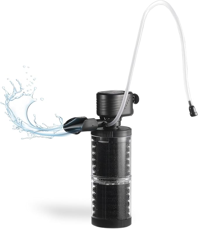 XpertMatic 15W Aquarium Filter 2 Stages 238 GPH (900L/h) | for Up to 70 Gallon Fish Tank, Submersible Internal Tank Filter and Water Pump, Power Filter for Fish Tank