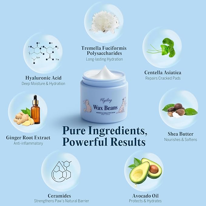 Flydog Lick-Safe Dog Paw Cream – Non-Greasy Paw Pad and Nose Balm for Dogs, Fast-Absorbing Avocado Plant Formula, Winter Paw Balm for Outdoor Dry Cracked Pads & Snout (50ml)