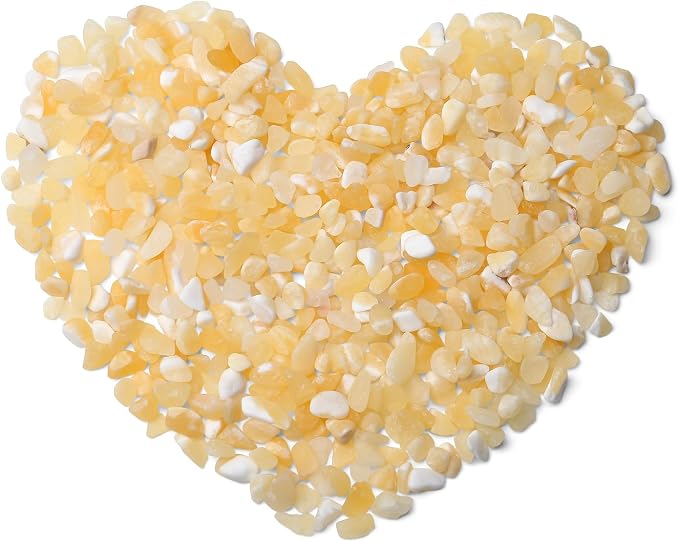 QINJIEJIE Yellow Jade Crystals Chips Natural Stone Gravel Bulk Crushed Rocks Pieces Polished Quartz Stone 0.55Lbs Decorative Fish Tank Pebbles Vase Filler Irregular Shaped Tumbled Gemstone for Home