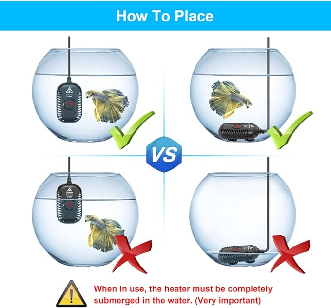 DaToo Small Aquarium Heater 100W Mini Fish Tank Heater 100 Watt Submersible with LED Temperature Display
