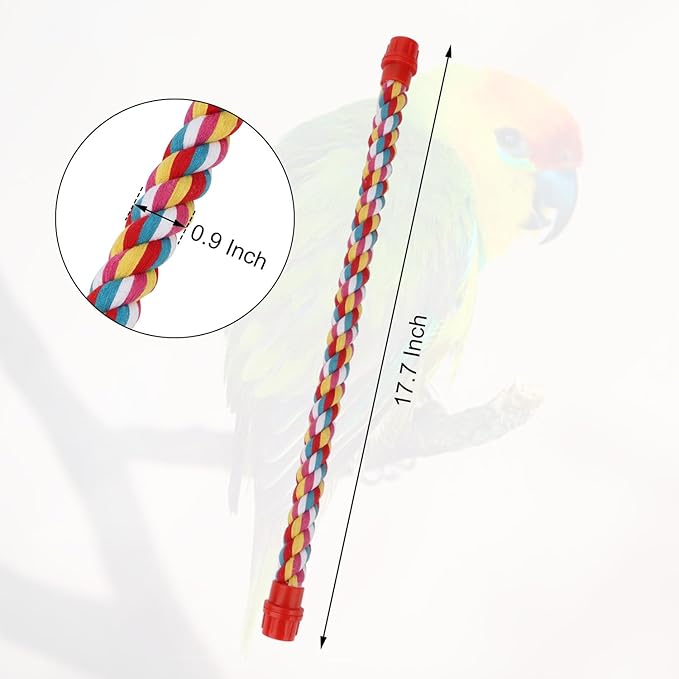 Birds Rope Perch Bungee Perch Adjustable Parrot Cage Stand Chewing Swing Toy Climbing Ropes for Small Medium Parrot Spiral Rope Cage Accessories