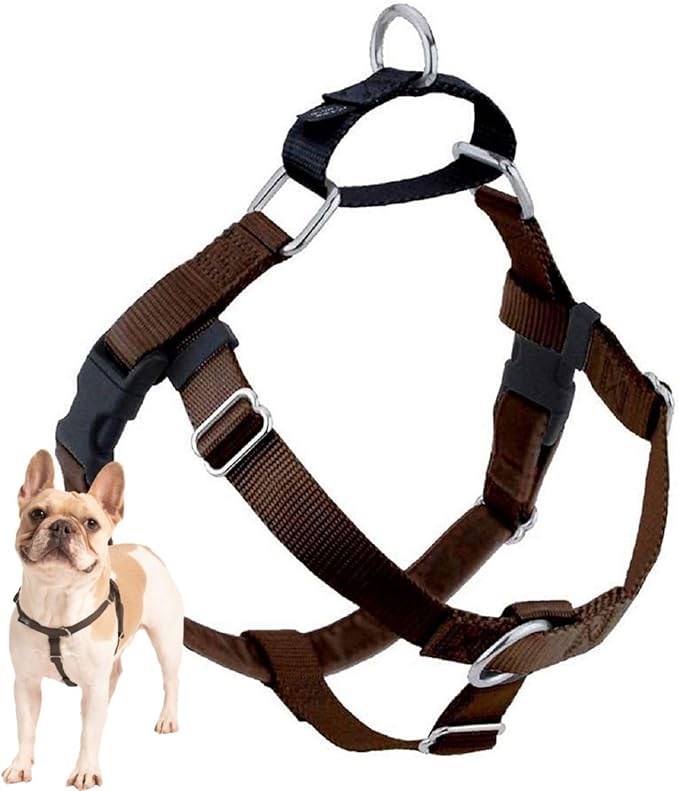 2 Hounds Design Freedom No Pull Dog Harness, Adjustable Harness, Easy Walking & Comfortable Control, Fits Small, Medium & Large Dogs, Solid Colors, Made in USA, 1" XL, Brown