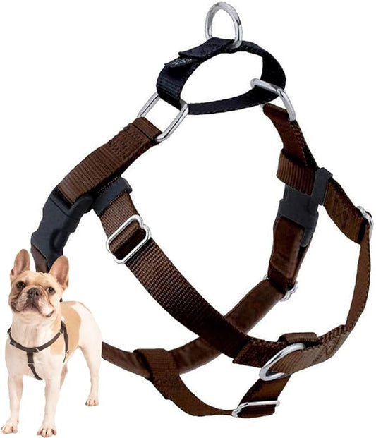 2 Hounds Design Freedom No Pull Dog Harness, Adjustable Harness, Easy Walking & Comfortable Control, Fits Small, Medium & Large Dogs, Solid Colors, Made in USA, 5/8" MD, Brown