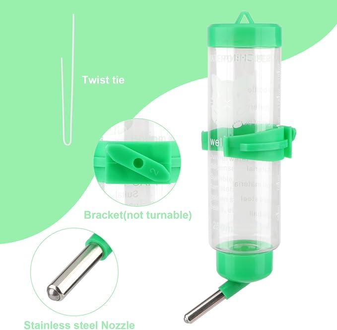 Hypeety Hamster Water Bottle Guinea Pig Water Bottle Hamster Water Dispenser No Drip Water Feeder Bottle for Syrian Dwarf Hamster Gerbils Guinea Pig 125ML (4.4 oz) 1Pcs Random Color