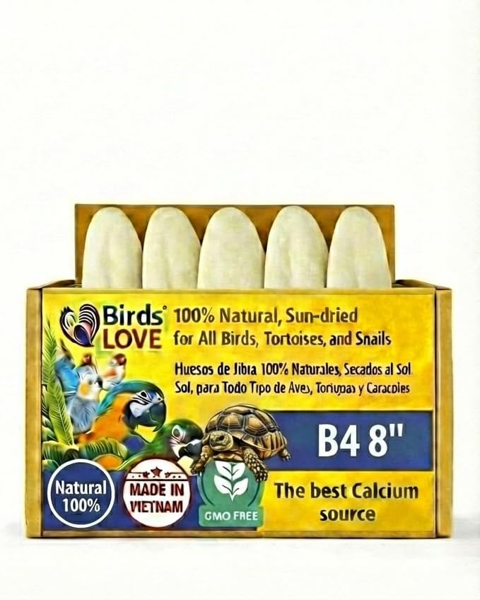 Birds LOVE 7.5-8" Cuttlebones for Birds – 100% Natural Sun-Dried Calcium & Beak Conditioning Supplement for Parakeets, Budgies, Cockatiels, Finches & Canaries – 4 lb with Holder – Made in Vietnam