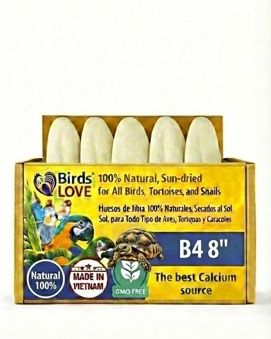 Birds LOVE 7.5-8" Cuttlebones for Birds – 100% Natural Sun-Dried Calcium & Beak Conditioning Supplement for Parakeets, Budgies, Cockatiels, Finches & Canaries – 4 lb with Holder – Made in Vietnam