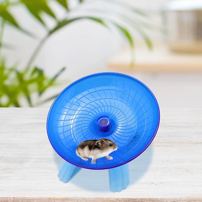 Litewood Small Hamster Wheel Hermit Crab Wheel Small Animal Flying Saucer Spinner Silent Running Exercise Toy Cage Tank Accessory for Dwarf Hamster Gerbil Mouse Rat Mice Hermit Crab (Blue)
