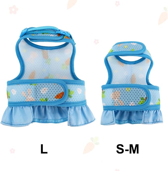 Kitten Harness and Leash, Bunny Guinea Pig Clothes Ferret Rabbit Rats Hamster Soft Mesh Escape-Proof Vest Set Cute Carrot Pattern for Chinchilla Small Animals Puppy Blue M