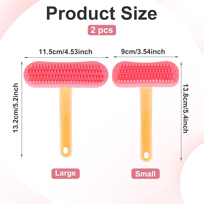 2Pcs Bunny and Guinea Pig Brush, Rabbit Grooming Brush Kit, Soft Silicone Bunny Brushes for Small Pets, Cats, Dogs, Kittens