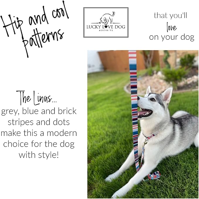 Lucky Love Dog - Adjustable Dog Collar and Leash Set with Easy Click Buckle for Small Dogs, Durable, & Comfortable Collar for Male & Female Dogs, Puppies & Adult Ones - Linus Combo, Small