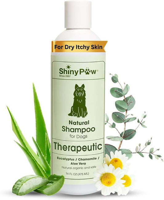 Shiny Paw Dog Shampoo Itchy Skin Relief 16 oz | Hypoallergenic Dog Wash | Eucalyptus, Chamomile & Aloe Vera | Dog Shampoo Sensitive Skin & Smelly Dogs | Made in USA