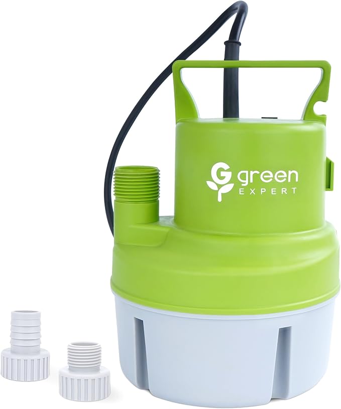Green Expert Submersible Utility Water Pump 1/6 HP, Electric Water Removal Pump for Flooded Basement, Pool, Hot Tub, Garage, Yard, Window Well Drainage, Portable Emergency Pump