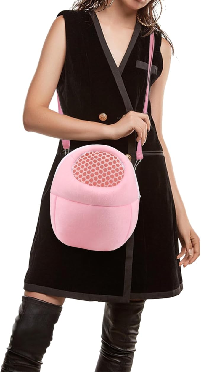 Hypeety Pet Carrier Bag Pet Sling Carrier Backpack Portable Travel Backpack Breathable Outgoing Bag bonding Pouch for Small Pets Hedgehog Hamsters Sugar Glider Chinchilla Guinea Pig (Pink)