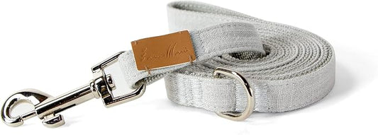 Sam and Maui Linen Blend Dog Leash with D-Ring, 4.5 FT Walking Lead for Small Dog, Light Grey S