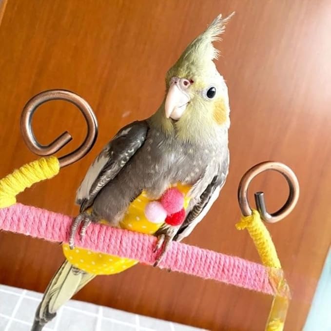 Bird Flight Suits Diapers, Parrot Flight Suits Diapers for Monk Parakeets, Cockatiels Flight Suits, Parrot Clothes, Bird Training Nappy Suit Liners Clothes (Yellow,Quaker)