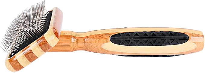 Bass Brushes | De-Matting Pet Brush | Alloy Pin | Pure Bamboo Handle | Slicker Style | Striped Finish | Model A21-SB
