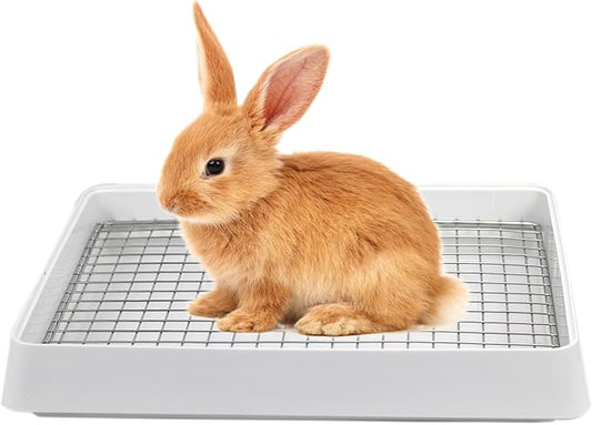 PODOO Rabbit Litter Box – Training Potty Tray for Guinea Pig & Small Pets · Spacious Grid Pan with Low Entrance, Easy-Clean & Odor-Resistant—Helps Keep a Clean Cage and Reduce Mess
