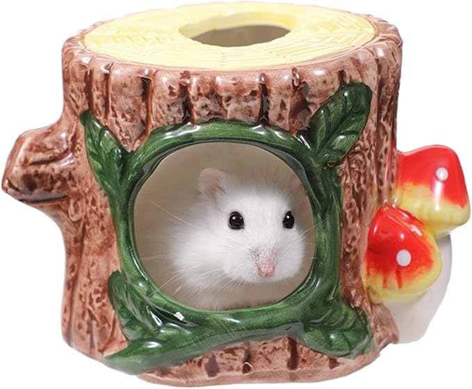 for Hamster - 12cm Ceramic Hideaway Small Animal Shelter | Washable Porcelain Cave for Mouse Gerbil Pet Ferret Habitat Chinchilla Indoor Decor Ex