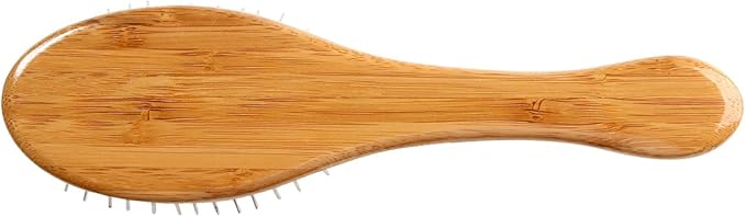 Bass Brushes Small Oval Wire Pet Brush with Bamboo Wood Handle