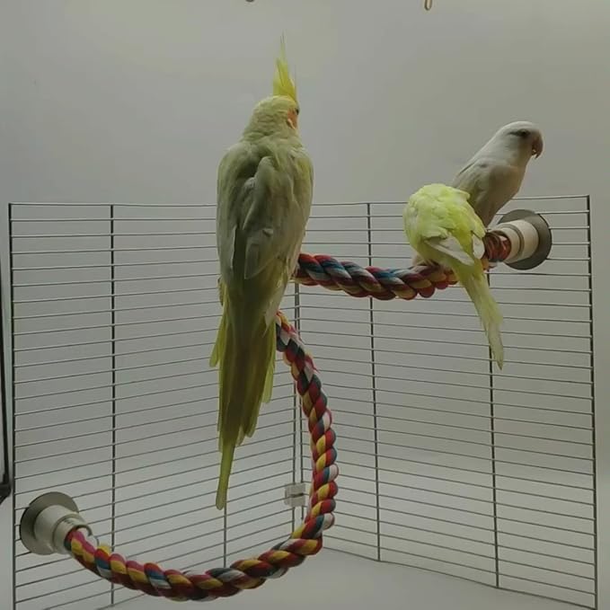 Bird Rope Perches, Colorful Cotton Parrot Toys Comfy Perch for Rope Bungee Bird Toy for Parakeets, Cockatiels, Conures, Lovebirds, Budgie (Small)