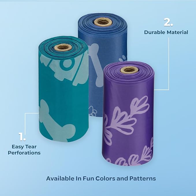 Best Pet Supplies Dog Poop Bags for Waste Refuse Cleanup, Doggy Roll Replacements for Outdoor Puppy Walking and Travel, Leak Proof and Tear Resistant, Thick Plastic - Assorted 2, 150 Bags