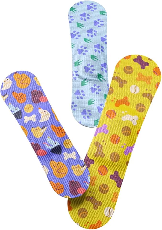 Welly Bandages | Adhesive Flexible Fabric Bravery Badges | Assorted Shapes for Minor Cuts, Scrapes, and Wounds | Colorful and Fun First Aid Tin | Dogs Patterns - 48 Count