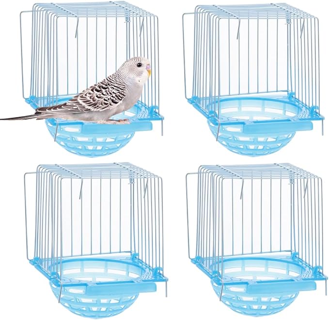 4 Pack Bird Hatching Nest Canary Cage Breeding Nest Parrot Shelter Bowl Pearl breeding Box with Barbed Wire Partition