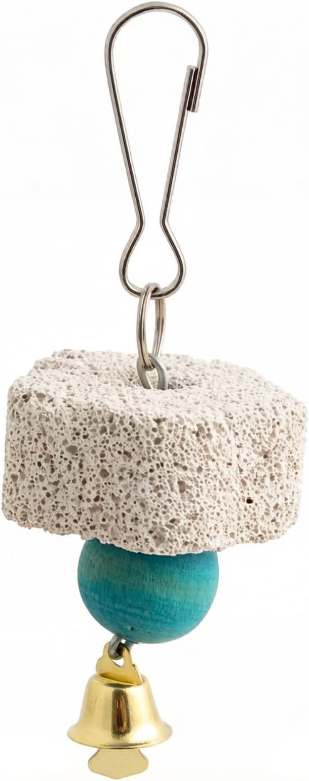 Bird Grinding Beak Stone with Bell, Mineral Lava Block, Teeth Trimming Chewing Toy for Chinchilla, Bunny, Parrot, Calcium Supplement