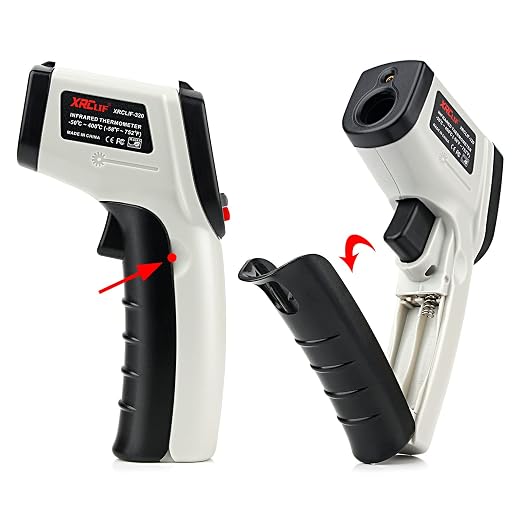 Non-Contact Digital Laser Infrared Thermometer, -58℉~ 752℉ (-50℃ ~ 400℃) Handheld IR Temperature Gun with Adjustable Emissivity for Kitchen Cooking BBQ Automotive Daily Use and Industrial