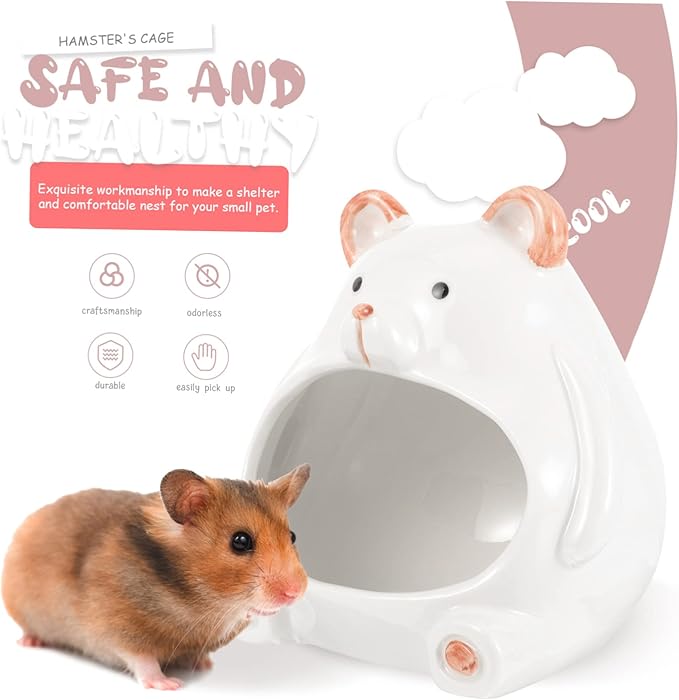Natural Ceramic Hamster House Chinchilla Cooling Home Pet Nest Hideout for Guinea Pig