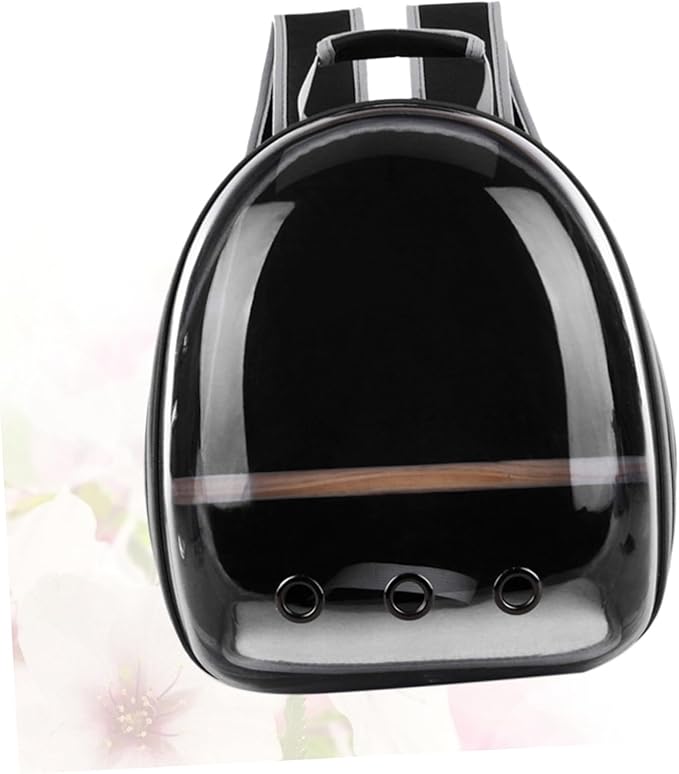 Totority Portable Parrot Backpack Carrier Wooden Bar Breathable for Outdoor Travel Lightweight and Comfortable Pet Backpack Black