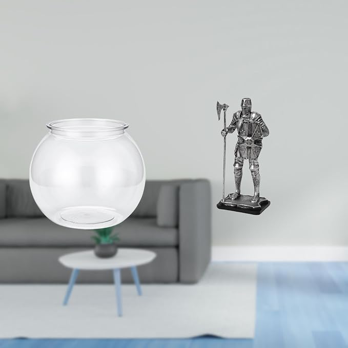 Desktop Aquarium Tank Clear Fish Bowl Vase Collectible Resin Knight Figurine Container Small Desktop Display Suitable for Living Room Office Bedroom D