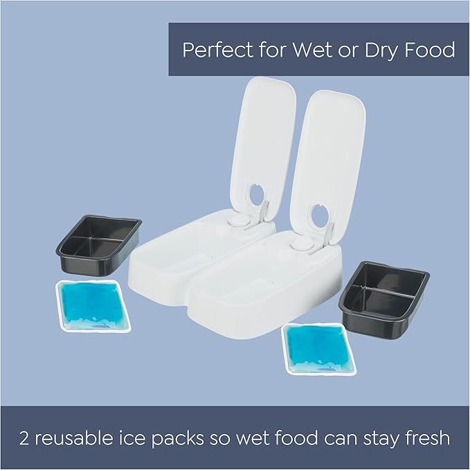 Trixie TX2 Automatic Food Dispenser, Two Food Bowls, Dual Timer, 48 Hour Timer, Battery Operated, White
