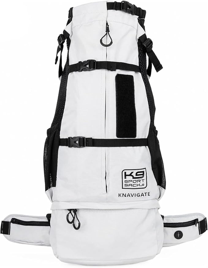 K9 Sport Sack Knavigate - Medium, Lunar Rock - Ideal for Dogs with 17-19” Back Length - Adjustable, Backpack-Style Carrier with Internal Frame & Padded Hip Belt