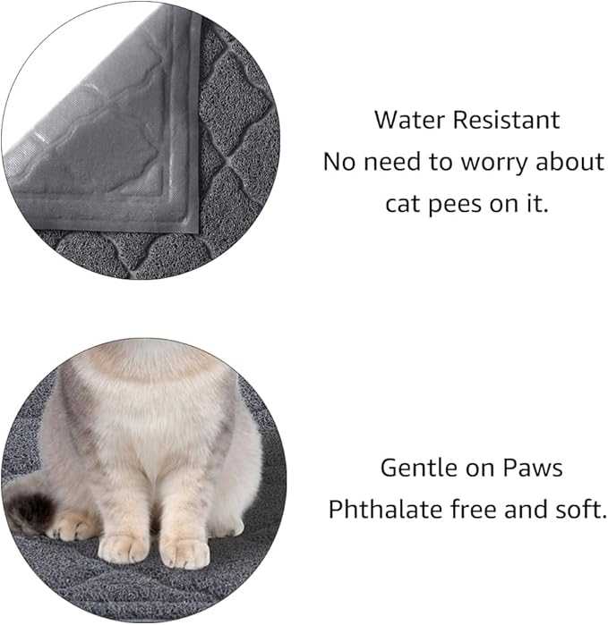 unipaws Cat Litter Trapping Mat, Litter Box Scatter Control Pad, Litter Free Floors and Urine Waterproof, Gentle on Paws, No Phthalate